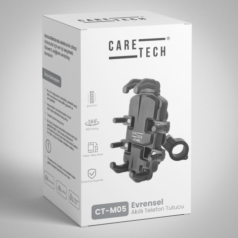 Caretech Telefon Tutucu Ct-m05 Titreşim Modüllü Ayna Ve Gidon Bağlantılı (vespa Uyumlu)