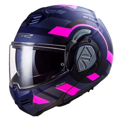 Ls2 Advant Velum Çene Açılır Modüler Kask Mat Mavi-pembe