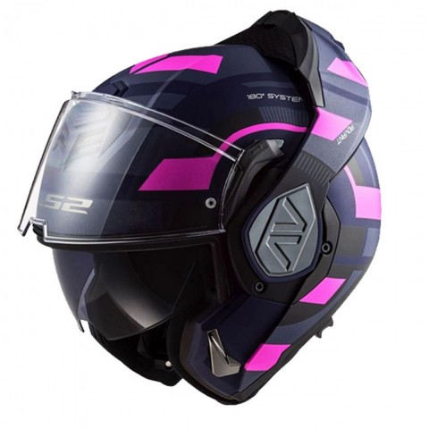 Ls2 Advant Velum Çene Açılır Modüler Kask Mat Mavi-pembe