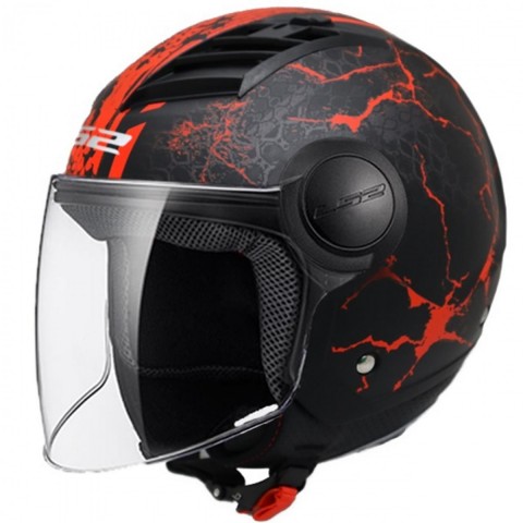 Ls2 Aırflow Snake Yarım Kask Mat Siyah-kırmızı