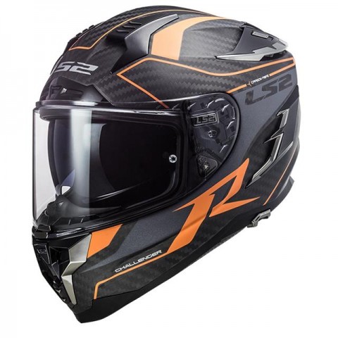 Ls2 Challenger C Karbon Grıd Kapalı Kask Turuncu
