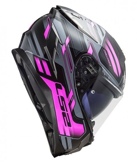 Ls2 Challenger Spın Kapalı Kask Siyah-tıtanıum-pembe