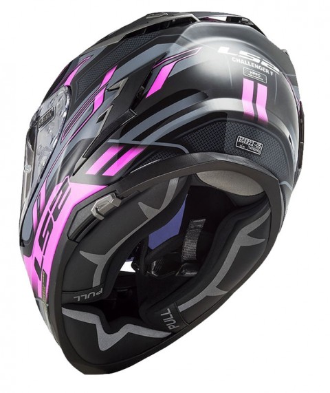 Ls2 Challenger Spın Kapalı Kask Siyah-tıtanıum-pembe