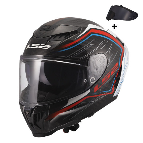 Ls2 Dragon Karbon Subıc Beyaz-mavi-kırmızı Kask