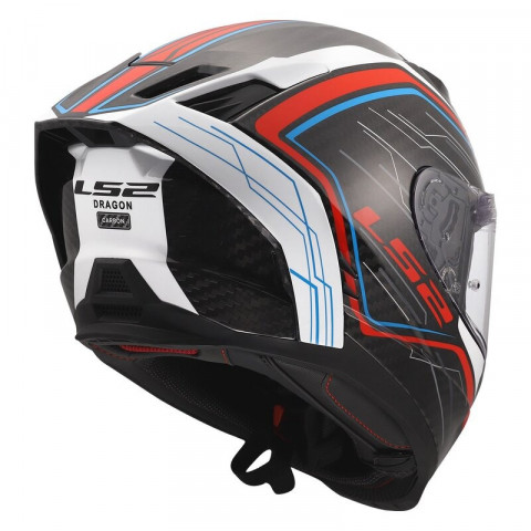 Ls2 Dragon Karbon Subıc Beyaz-mavi-kırmızı Kask