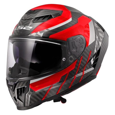Ls2 Dragon Trax Karbon Kapalı Kask Kırmızı