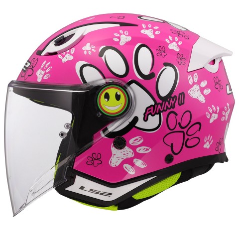 Ls2 Funny 2 Yarım Çocuk Kaskı Paws Pembe