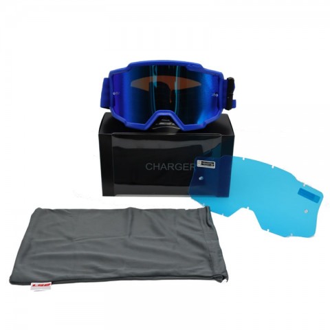 Ls2 Motokros Gözlük Charger Goggles İridyum Camlı Mavi