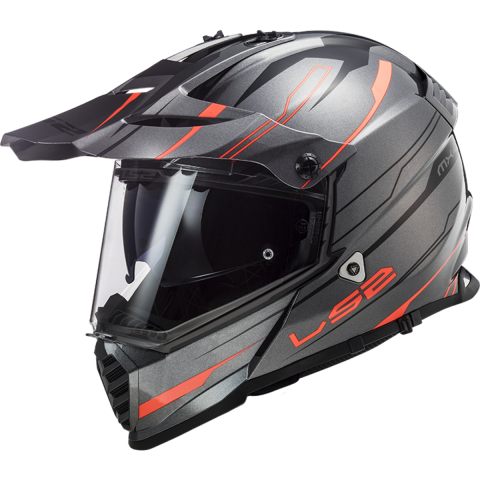 Ls2 Pıoneer Evo Knıght Kapalı Kask Tıtanıum-turuncu