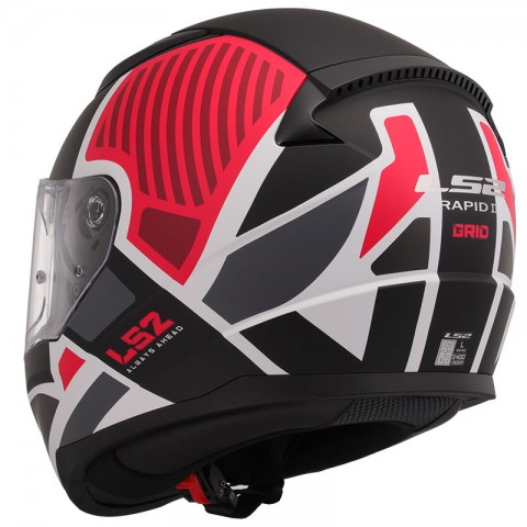 Ls2 Rapıd 2 Grıd Kapalı Kask Mat Siyah - Beyaz - Kırmızı