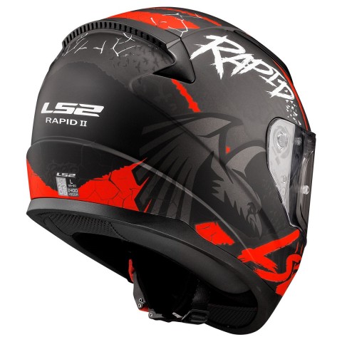 Ls2 Rapıd 2 Raven Kapalı Kask Mat Siyah - Beyaz - Kırmızı