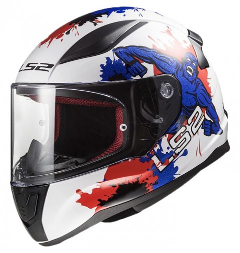 Ls2 Rapıd Mını Monster Kapalı Kask Beyaz-mavi Çocuk