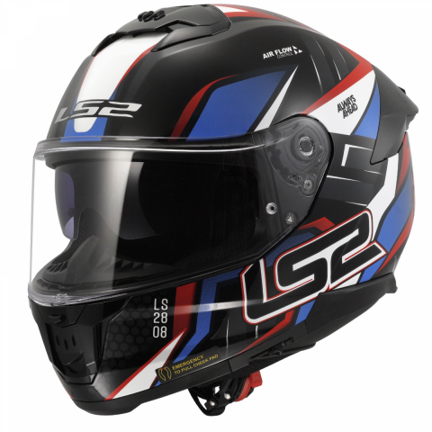 Ls2 Stream 2 Tınux Kapalı Kask Mat Siyah Mavi Kırmızı Beyaz