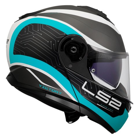 Ls2 Strobe 2 Çene Açılır Kask Vıctory Mat Tıtanıum Beyaz Metal Mavi