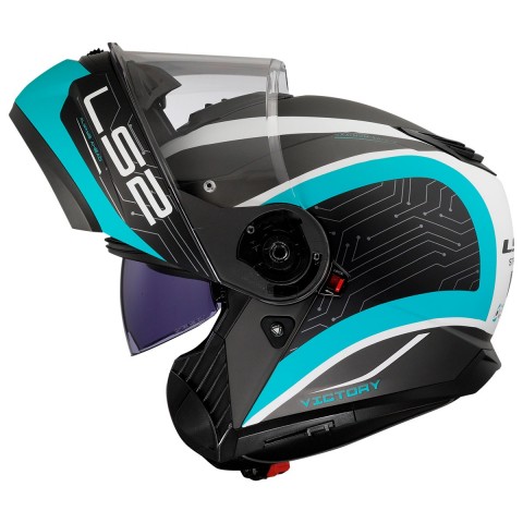 Ls2 Strobe 2 Çene Açılır Kask Vıctory Mat Tıtanıum Beyaz Metal Mavi