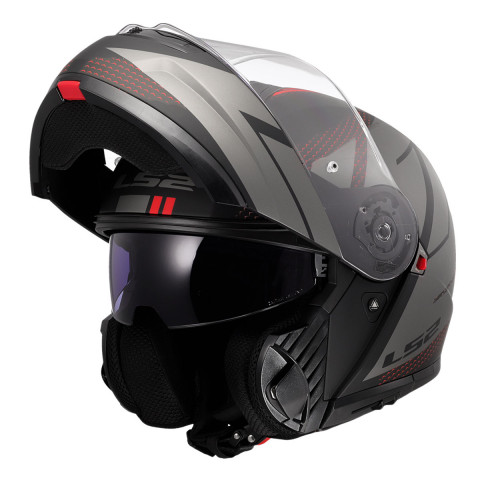 Ls2 Strobe 2 Code Mat Siyah - Gri Çene Açılır Kask