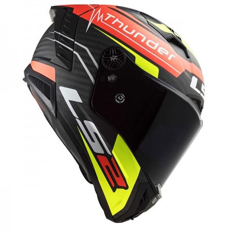 Ls2 Thunder Karbon Attack Kapalı Kask Mat Kırmızı-neon Sarı