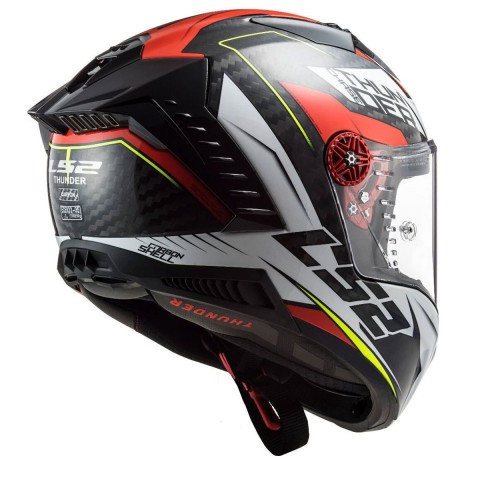 Ls2 Thunder Karbon Chase Kapalı Kask Beyaz-kırmızı