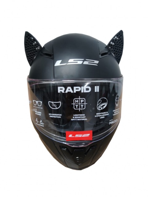 Motospartan Motosiklet Kaskı Kedi Kulağı Siyah