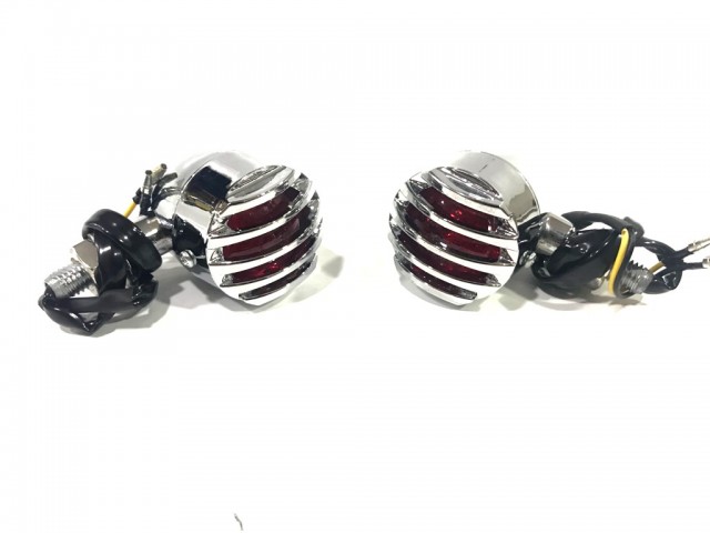 Motospartan Sinyal Takımı Chopper Motosiklet Swn136 Krom - Kafesli - Metal - Kırmızı Camlı