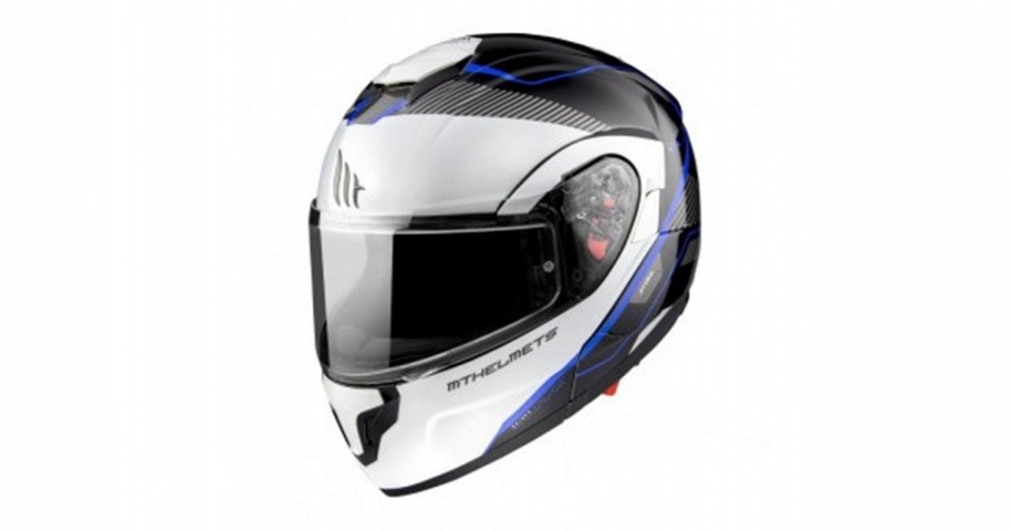 Mt Atom Sv B7 Çene Açılır Kask Vizörlü Mavi Beyaz Medıum