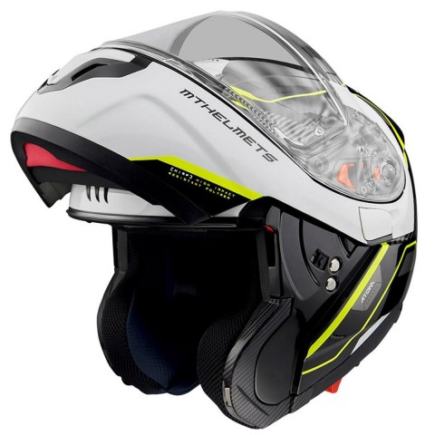 Mt Çene Açılır Kask Atom Sv B3 Neon Sarı Beyaz