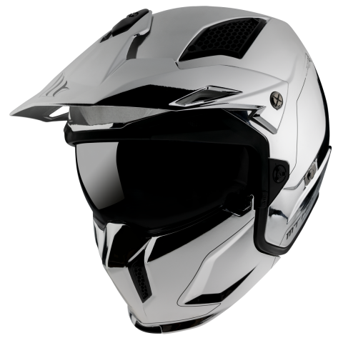 Mt Streetfıghter Sv Chromed Çene Çıkartılabilir Kask Gümüş Gri Medıum