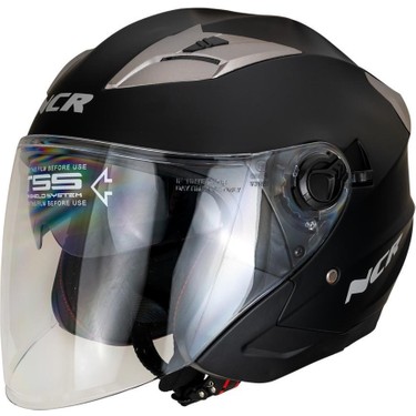 Ncr 708 Yarım Yazlık Kask Mat Siyah Güneş Vizörlü