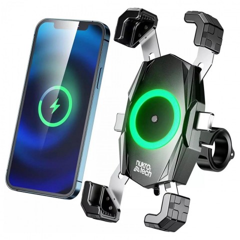 Nukrotech M22-plus Telefon Tutucu (type-c Ve Kablosuz Şarjlı.ayna Dibi Ve Gidon Bağlantı Aparatı)