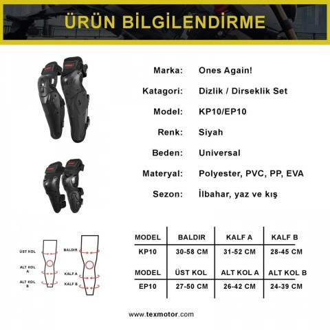 Ones Agaın Dizlik Dirseklik Set Kp10 / Ep10