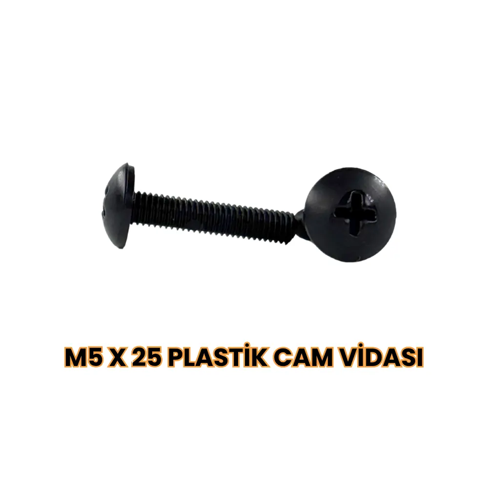 Siyah Siperlik Cam Vidası Plastik 5mmx25 1ad