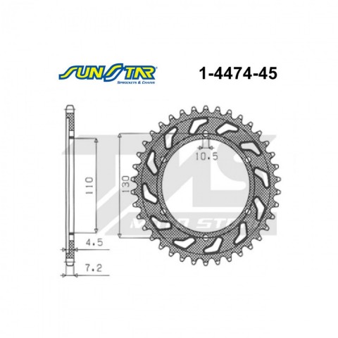 Sunstar Arka Dişli 45t Yamaha Mt-09 2014-2020