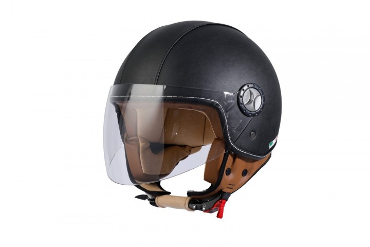 Sway 701 Yarım Yazlık Kask Deri Kaplı Mat Siyah