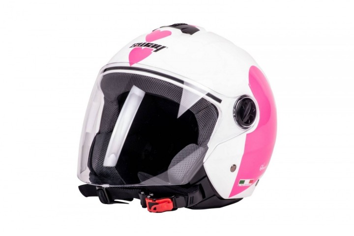 Sway Sw715 Yarım Yazlık Kask Heart Beyaz Pembe