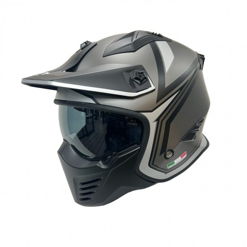 Sway Sw726x Modüler Kask Tokyo Mat Tıtanıum Beyaz Siyah