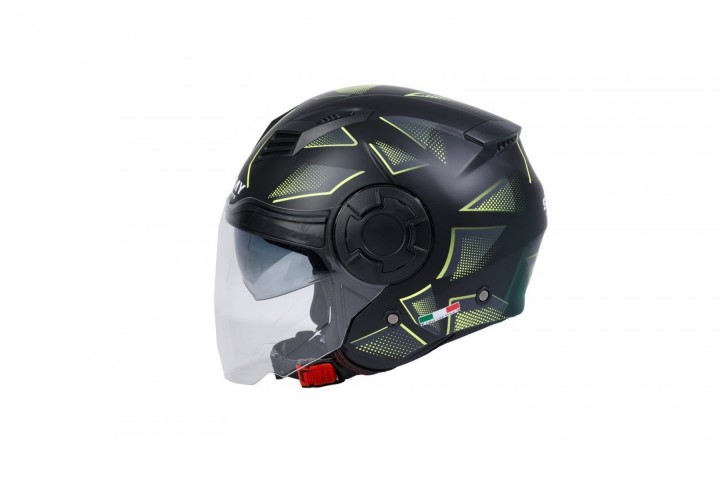 Sway Sw766 Yarım Yazlık Kask Cırcle Mat Black Yellow Güneş Vizörlü X-SMALL
