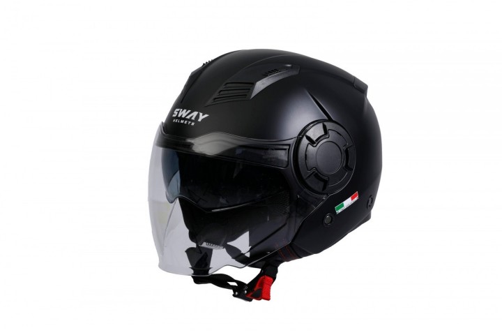 Sway Sw766 Yarım Yazlık Kask Solıd Mat Siyah Güneş Vizörlü
