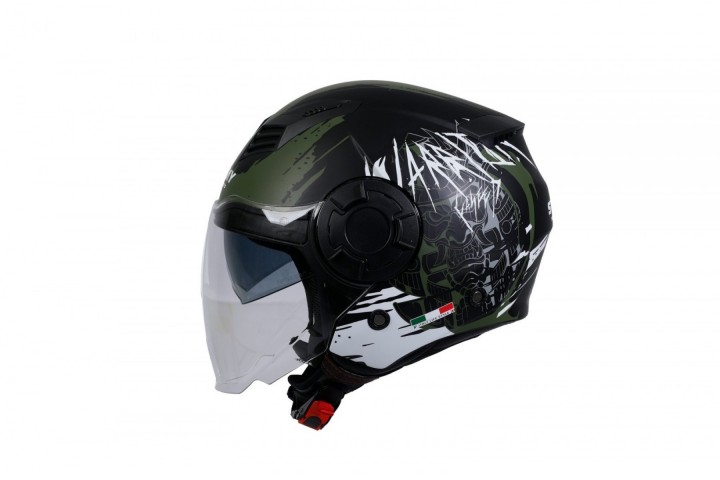 Sway Sw766 Yarım Yazlık Kask Warrıor Mat Black Army Grey Güneş Vizörlü