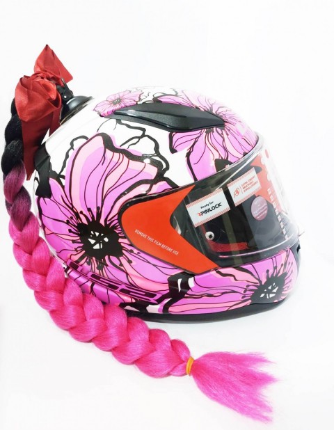 Tex Kask Süsü 5 Kalın Örgü Saç Pembe