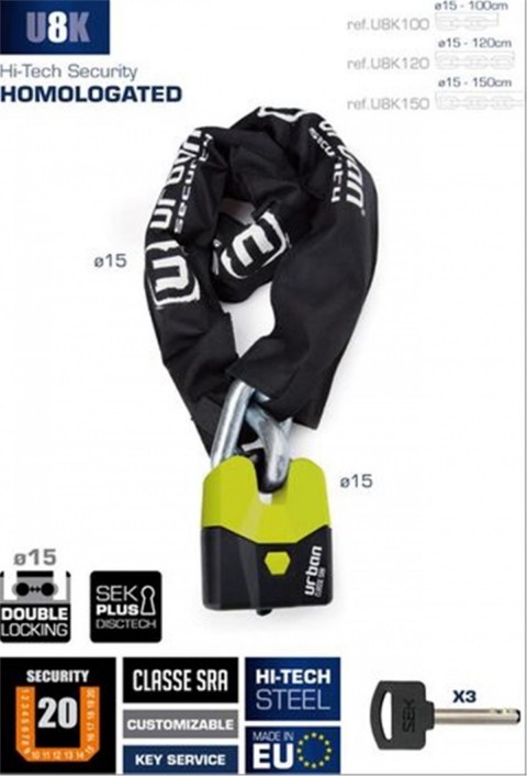 Urban Securıty U8k150 Zincir Kilit 150cm 15mm