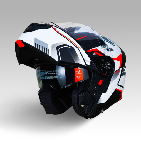Yohe 935sv Çene Açılır Kask Mat Siyah Beyaz Turuncu