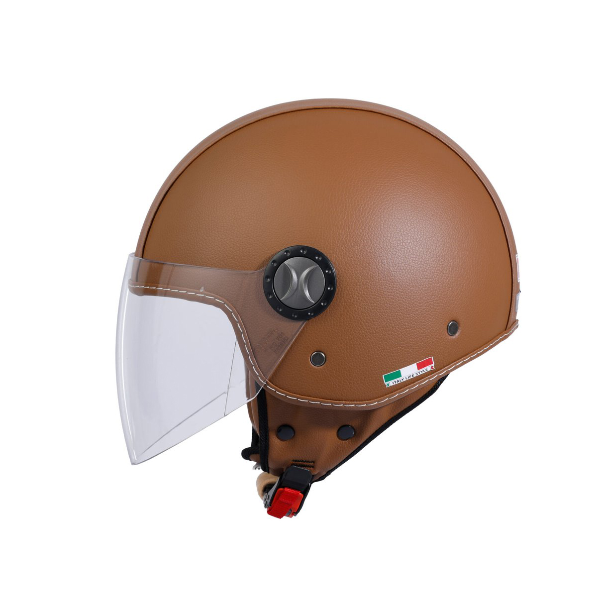 Sway 701 Yarım Yazlık Kask Deri Kaplı Kahverengi 2X-LARGE