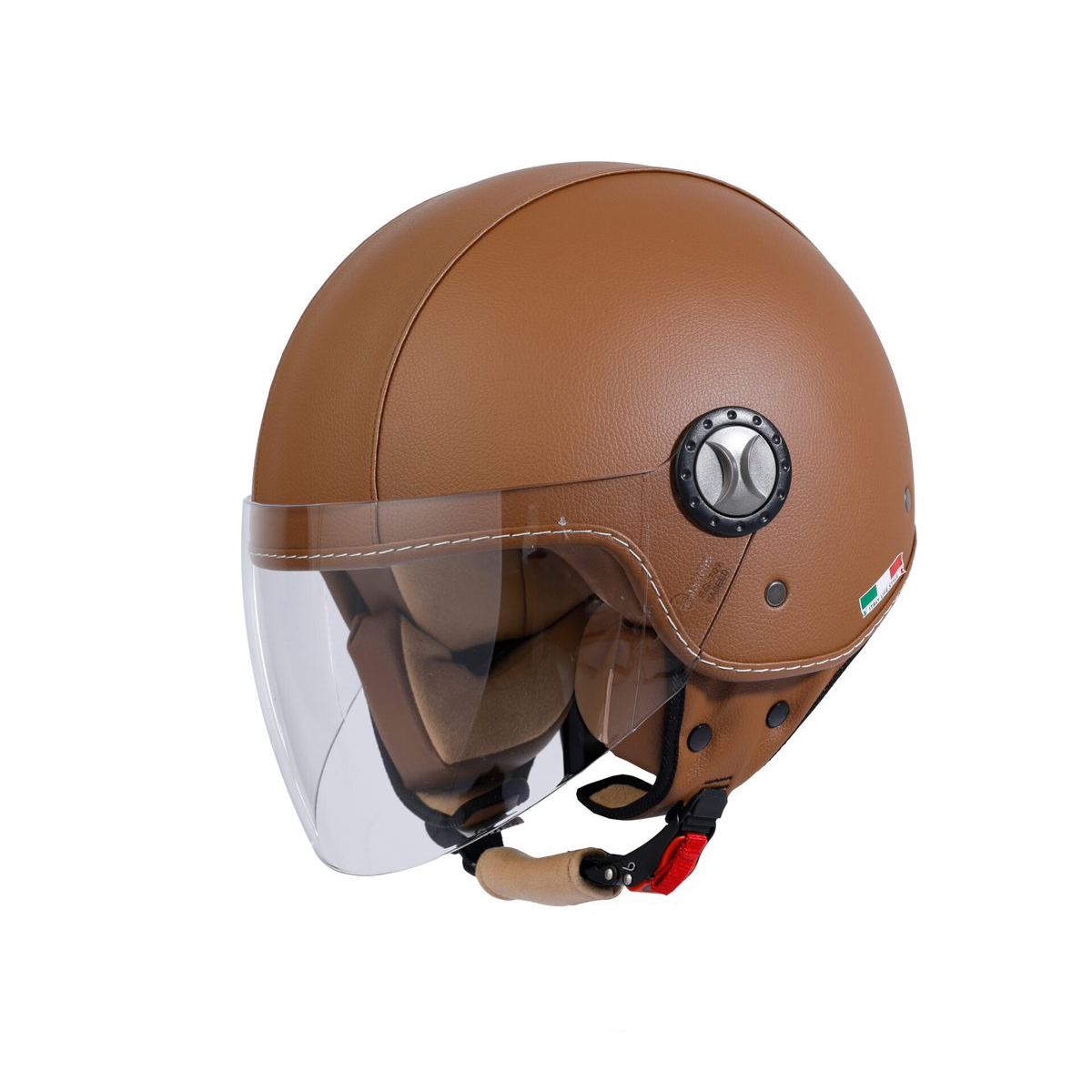Sway 701 Yarım Yazlık Kask Deri Kaplı Kahverengi 2X-LARGE