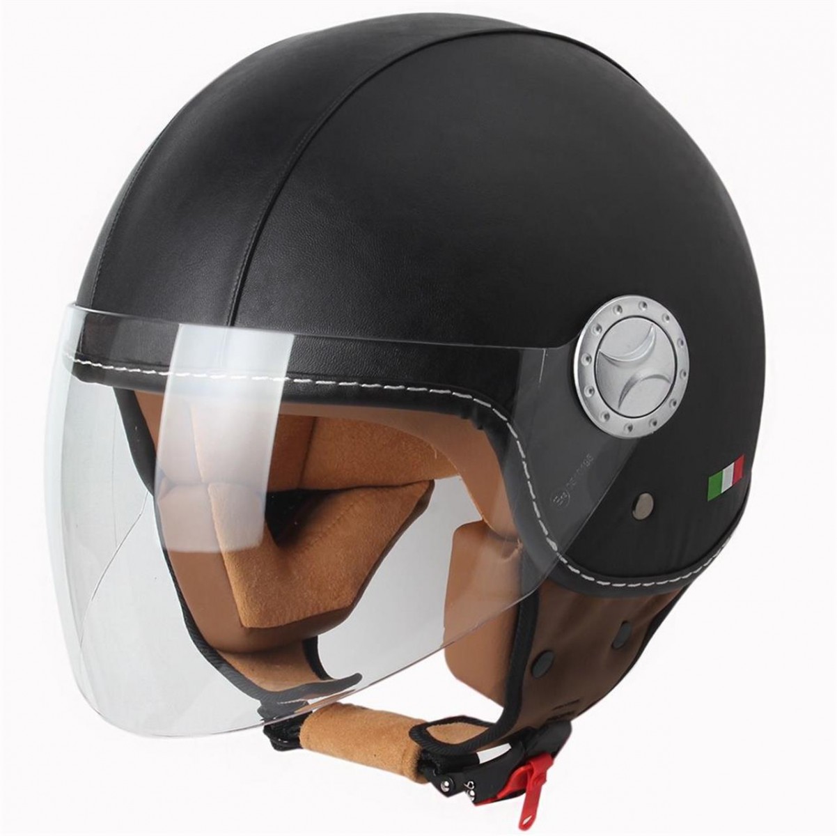 Sway 701 Yarım Yazlık Kask Deri Kaplı Mat Siyah