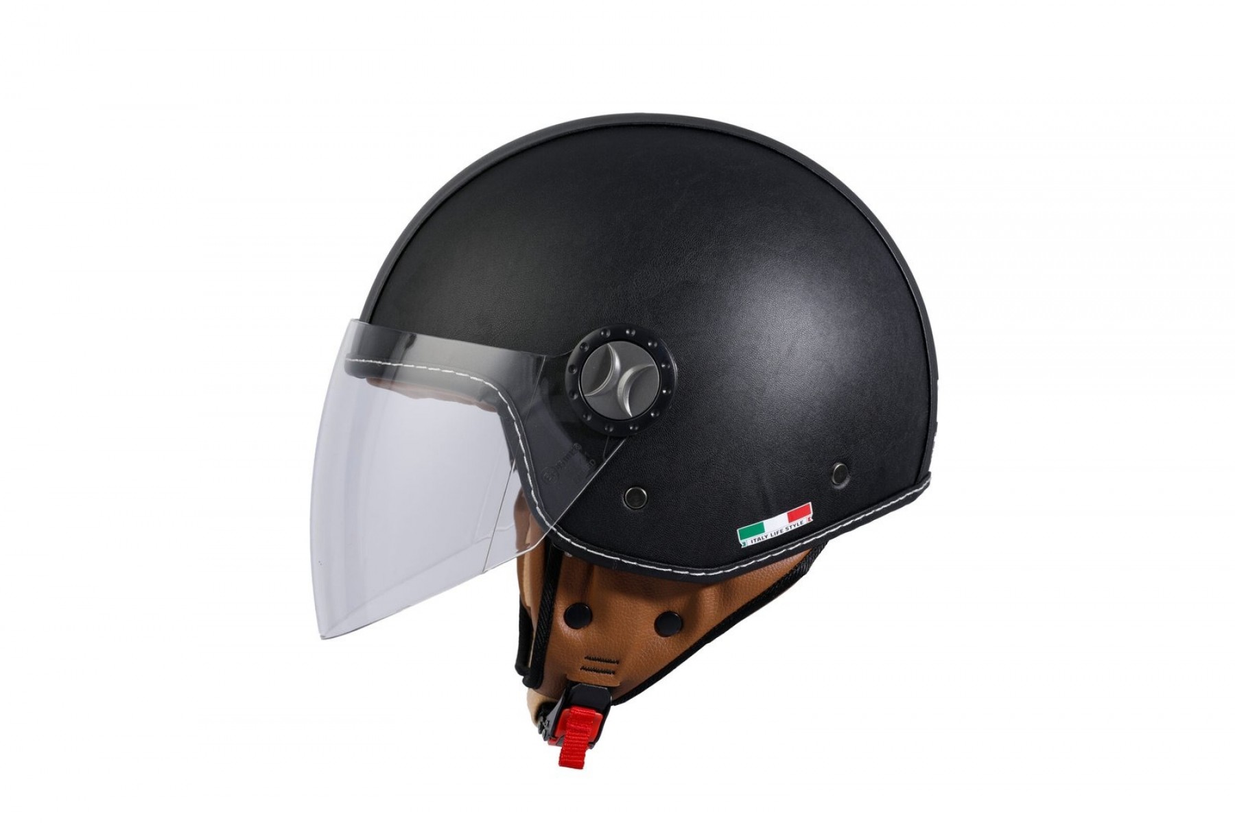Sway 701 Yarım Yazlık Kask Deri Kaplı Mat Siyah