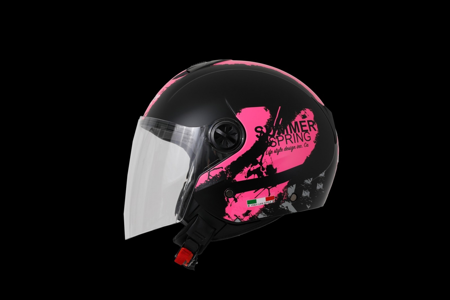 Sway Sw715 Yarım Yazlık Kask Mat Siyah Pembe SMALL