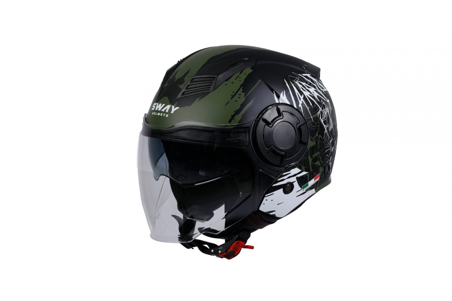 Sway Sw766 Yarım Yazlık Kask Warrıor Mat Black Army Grey Güneş Vizörlü