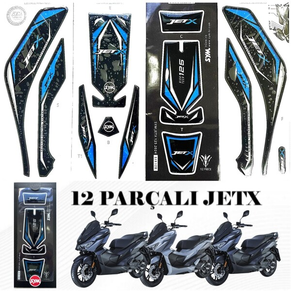 Sym Jet X 125 Mavi Tank Pad Seti 12 Parçalı Orjinal Sym