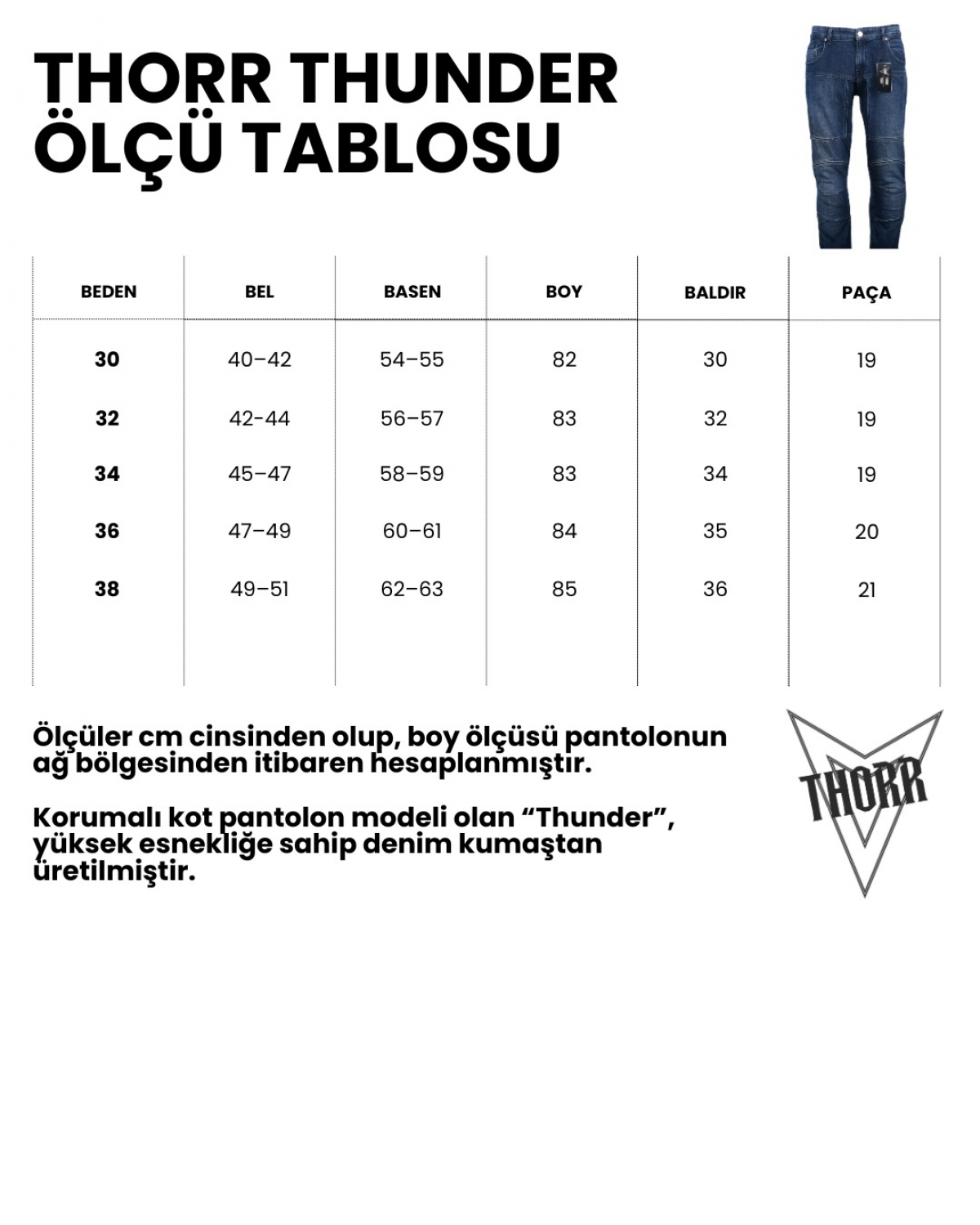 Thorr Thunder Motosiklet Korumalı Kot Pantolonu Blue Jeans