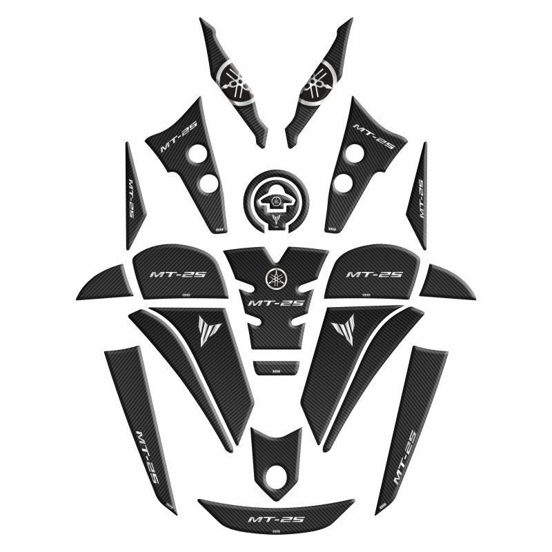Yamaha Mt-25 2020 - 2024 Siyah Karbon Tank Pad Set 007 Gogo Yamaha Mt-25 2020 - 2024 Siyah Karbon Tank Pad Set 007 Gogo